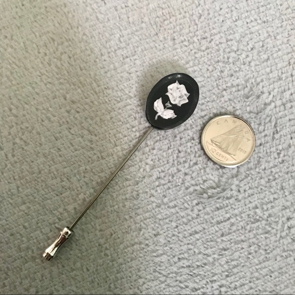 Vintage White Rose Lapel Pin - Picture 2 of 4